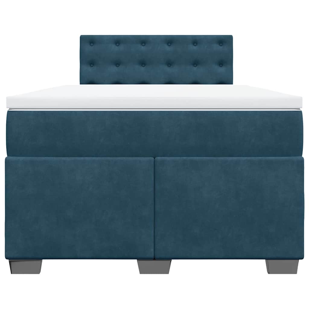 vidaXL Boxspring met matras fluweel donkerblauw 120x190 cm blauw, foto 4
