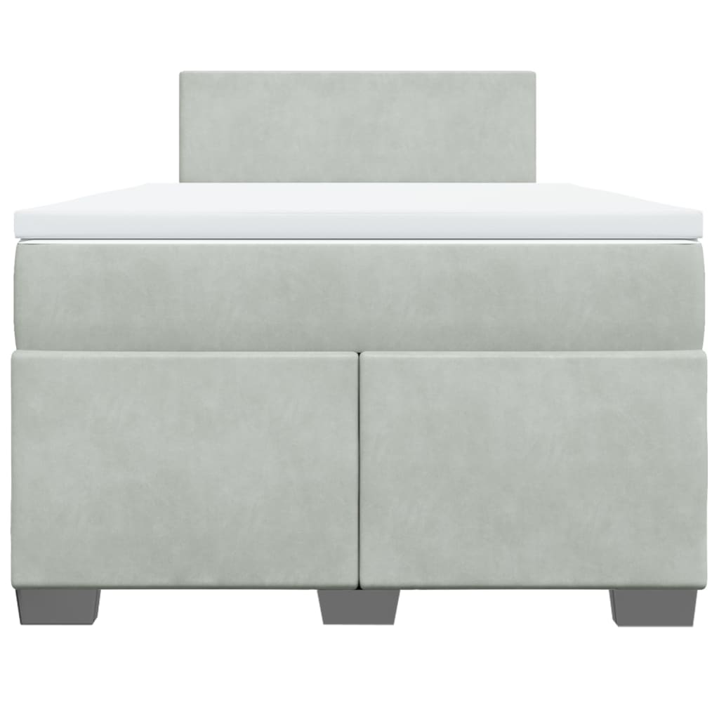 vidaXL Boxspring met matras fluweel lichtgrijs 120x200 cm grijs, foto 4