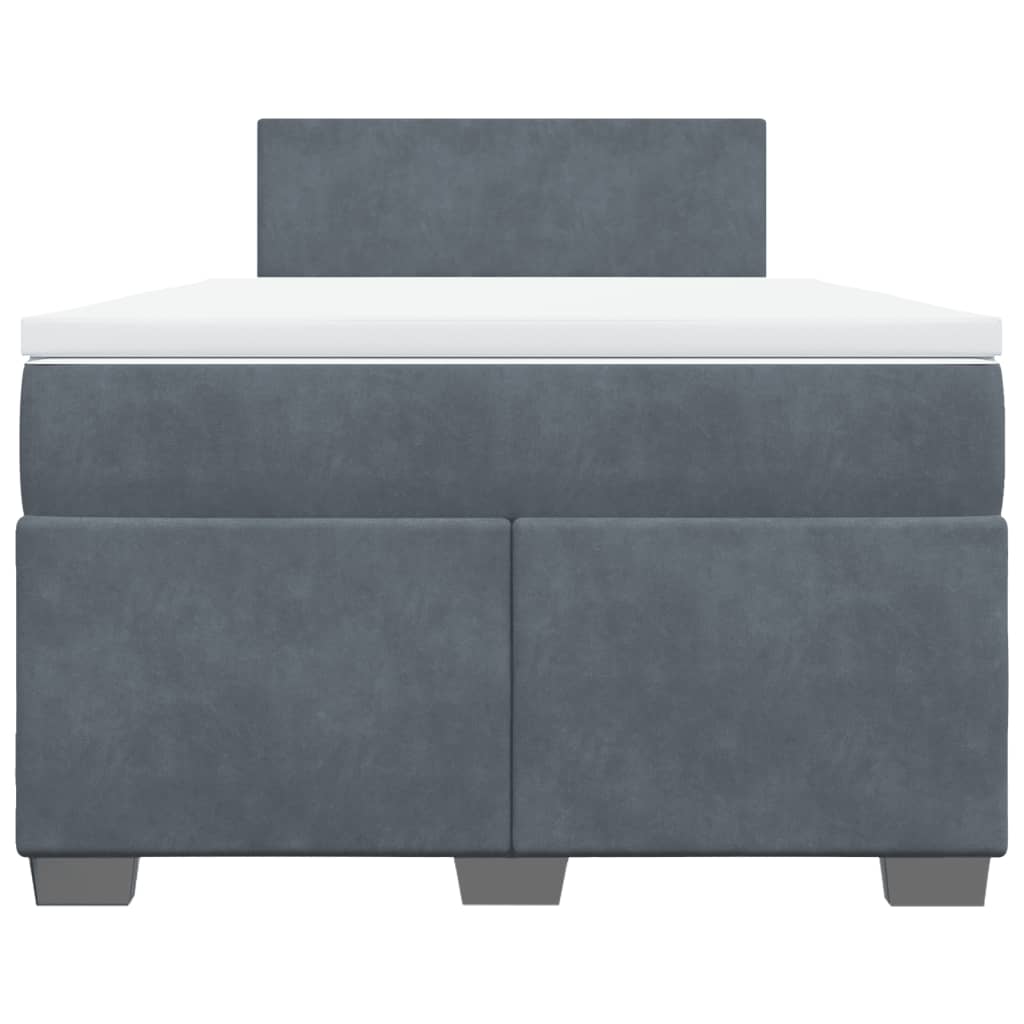 vidaXL Boxspring met matras fluweel donkergrijs 120x200 cm grijs, foto 4