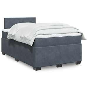 Box spring postelja z vzmetnico temno siva 120x200 cm žamet