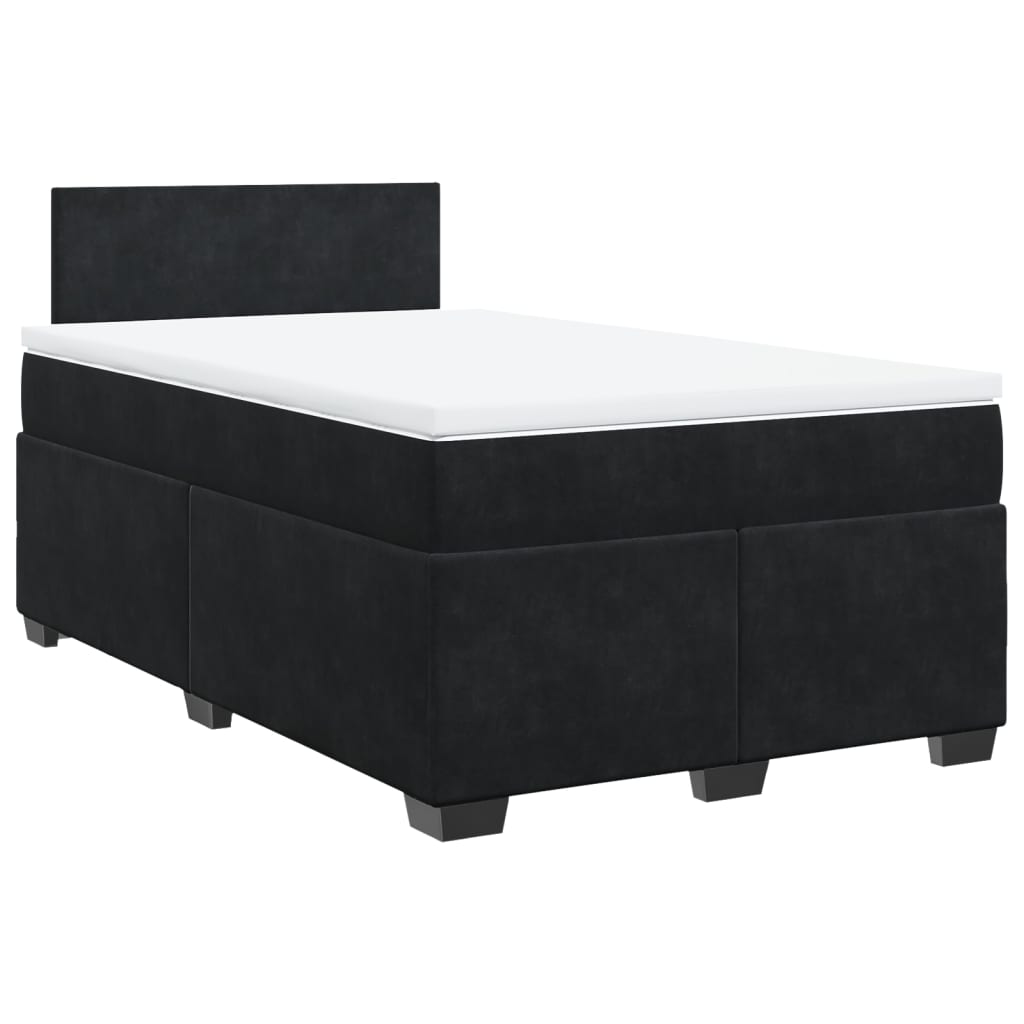 vidaXL Pat box spring cu saltea, negru, 120x200 cm, catifea