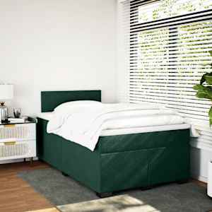 Box spring postel s matrací tmavě zelená 120 x 200 cm samet - obrázek 3