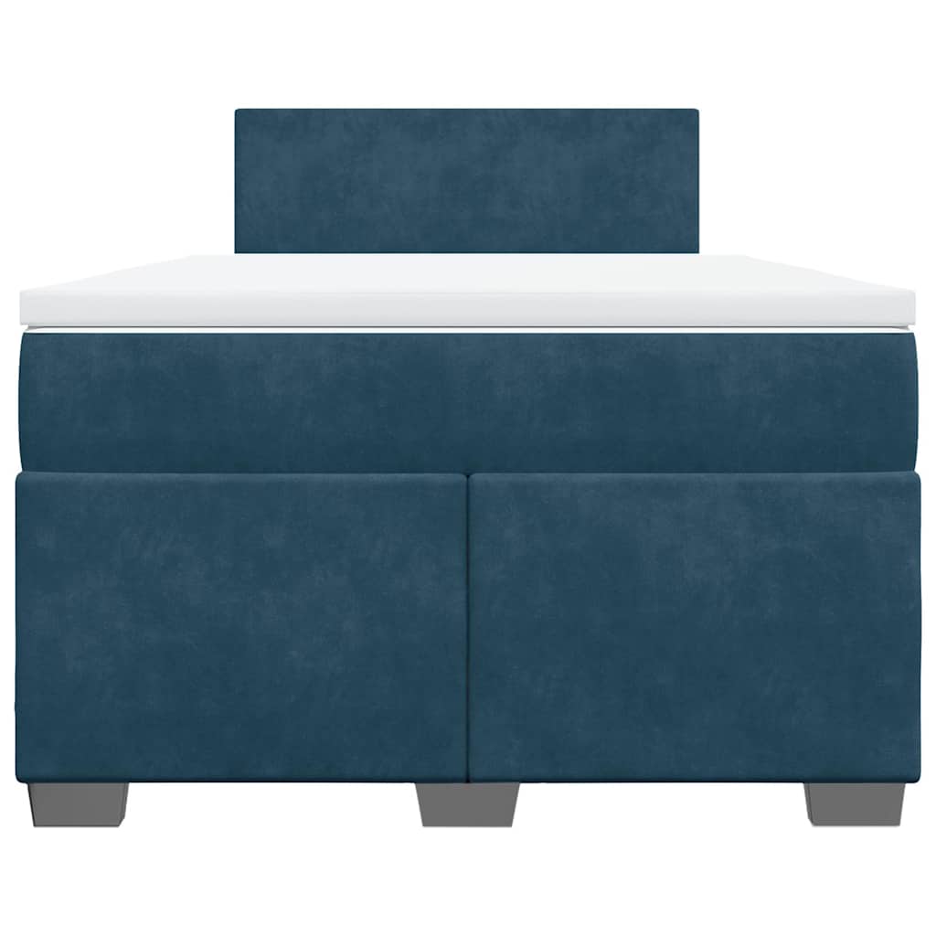 vidaXL Boxspring met matras fluweel donkerblauw 120x200 cm blauw, foto 4