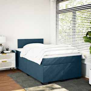 Box spring postel s matrací tmavě modrá 120 x 200 cm samet - obrázek 3