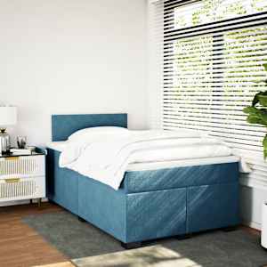 vidaXL atsperu gulta ar matraci, tumši zils samts, 120x200 cm