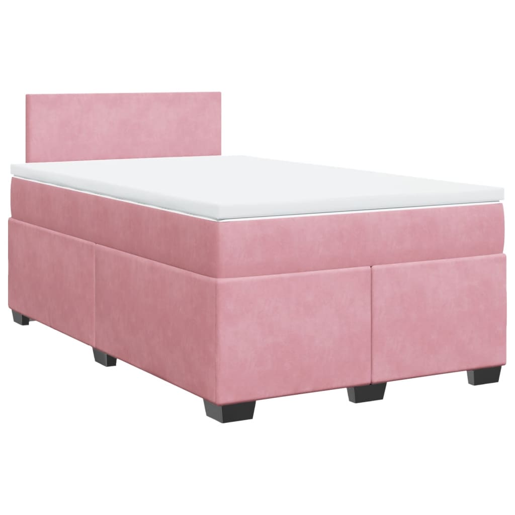 vidaXL Boxspring met matras fluweel roze 120x200 cm, foto 3