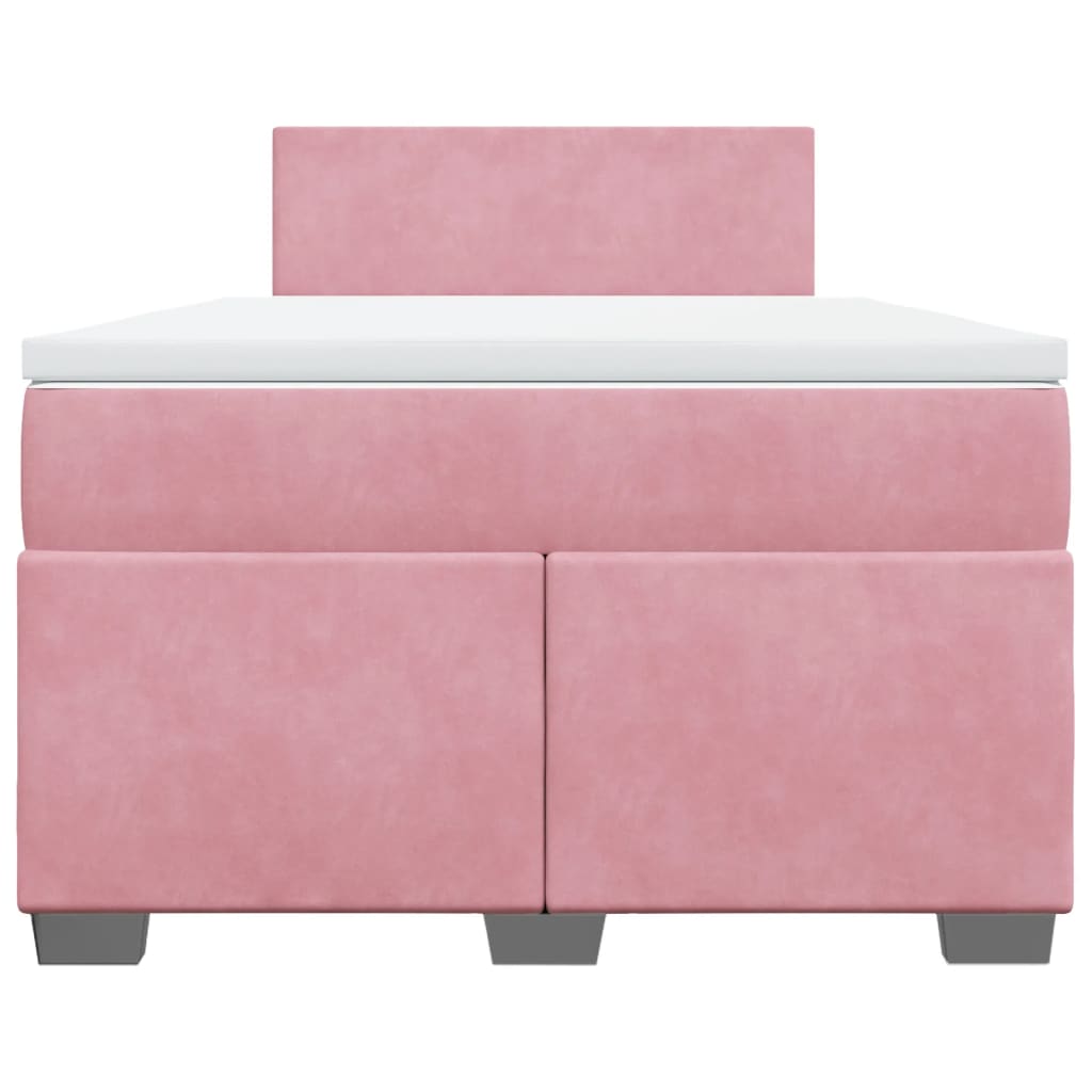 vidaXL Boxspring met matras fluweel roze 120x200 cm, foto 4
