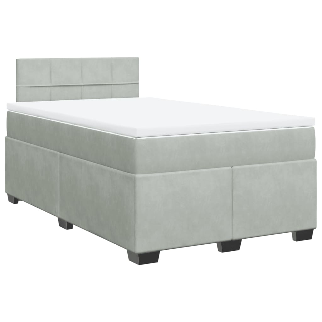 vidaXL Boxspring met matras fluweel lichtgrijs 120x200 cm grijs, foto 3