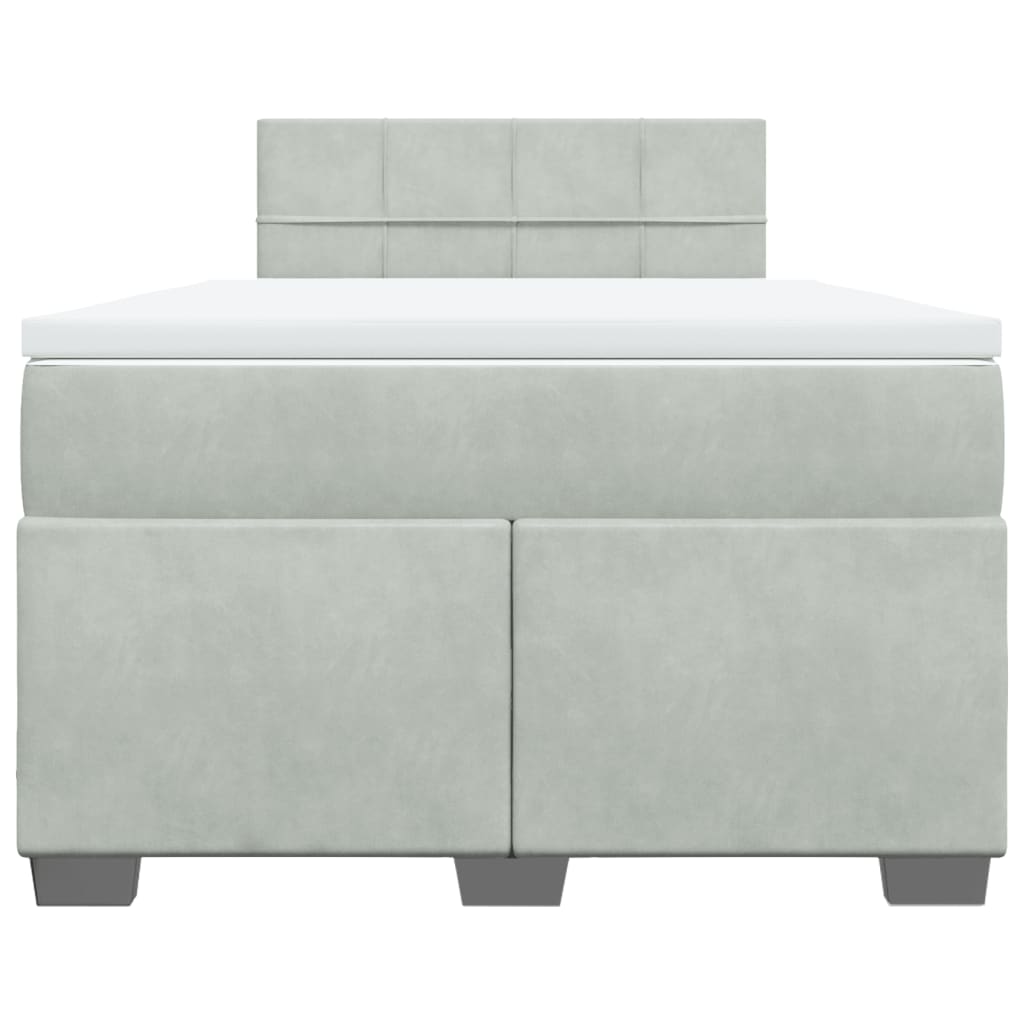 vidaXL Boxspring met matras fluweel lichtgrijs 120x200 cm grijs, foto 4