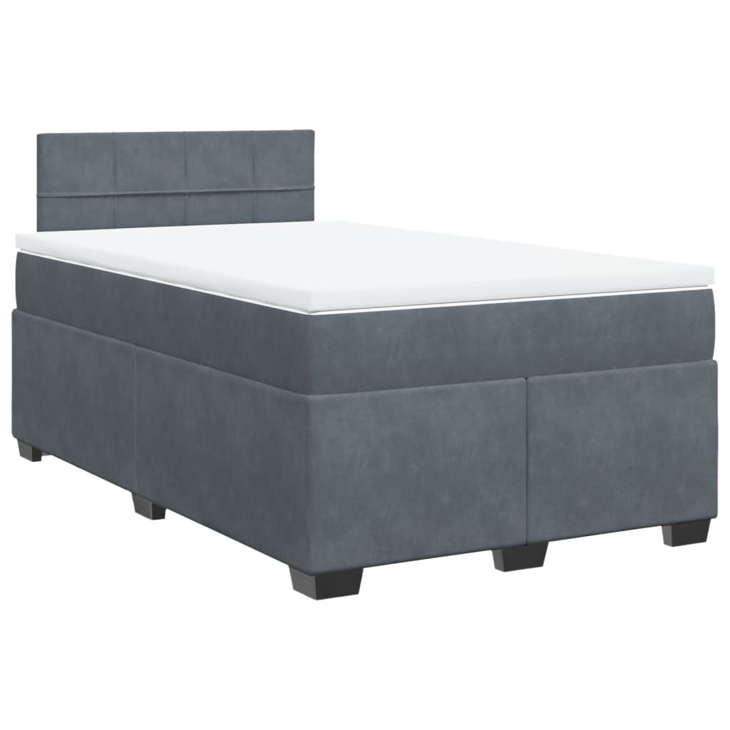 vidaXL Boxspring met matras fluweel donkergrijs 120x200 cm grijs, foto 3