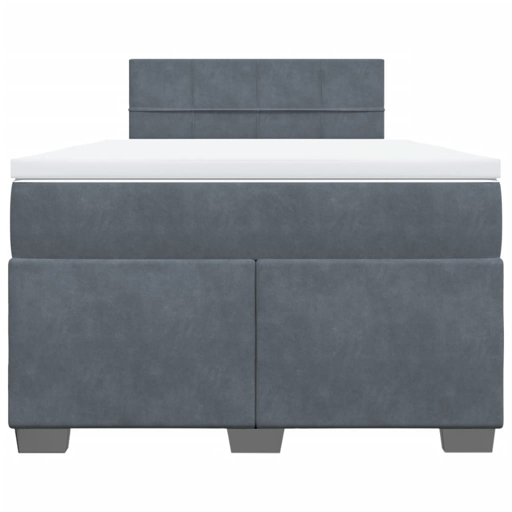 vidaXL Boxspring met matras fluweel donkergrijs 120x200 cm grijs, foto 4