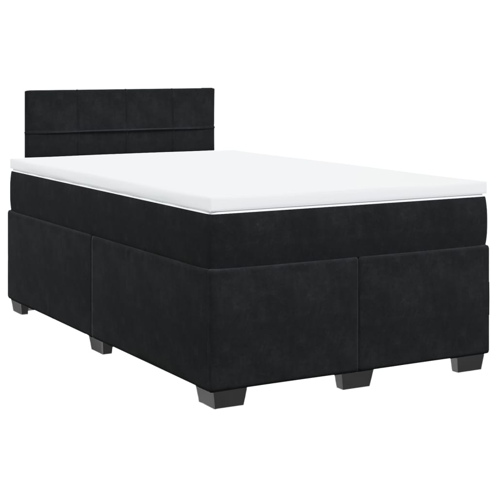 vidaXL Pat box spring cu saltea, negru, 120x200 cm, catifea