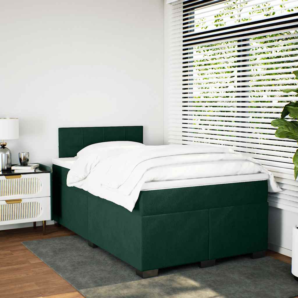 vidaXL Boxspring met matras fluweel donkergroen 120x200 cm groen, foto 2