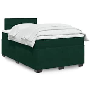Box spring postel s matrací tmavě zelená 120 x 200 cm samet - obrázek 1