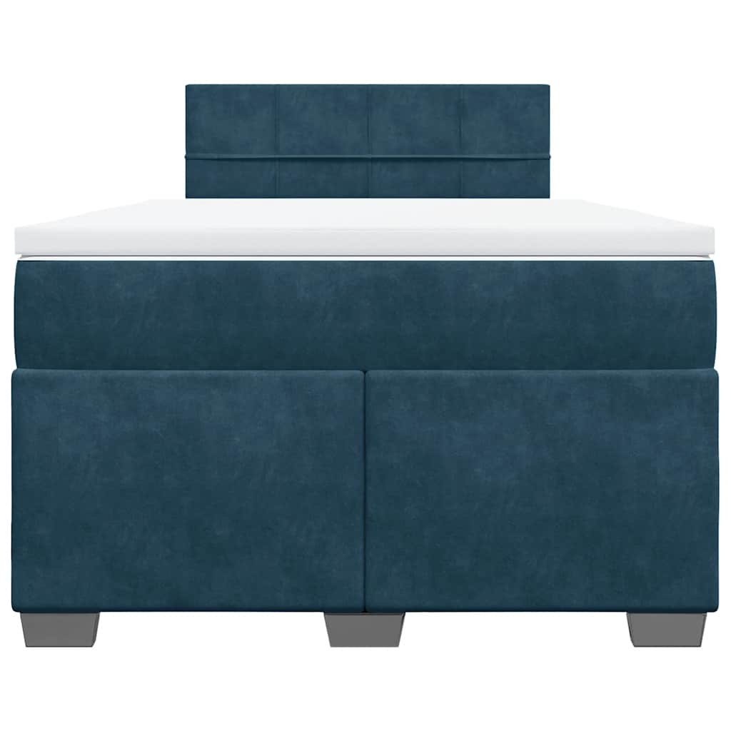 vidaXL Boxspring met matras fluweel donkerblauw 120x200 cm blauw, foto 4