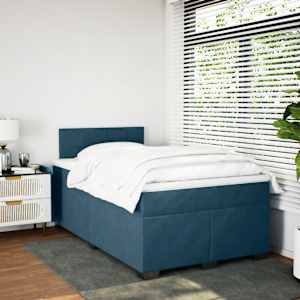 Box spring postel s matrací tmavě modrá 120 x 200 cm samet - obrázek 3