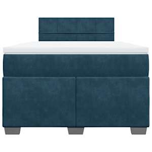Box spring postel s matrací tmavě modrá 120 x 200 cm samet - obrázek 4