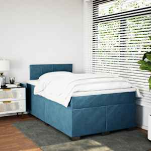 vidaXL Cama box spring con colch&oacute;n terciopelo azul oscuro 120x200 cm