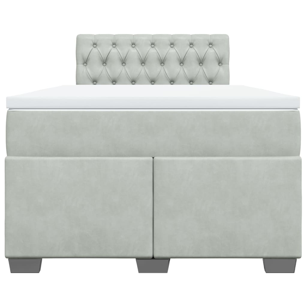 vidaXL Boxspring met matras fluweel lichtgrijs 120x200 cm grijs, foto 4