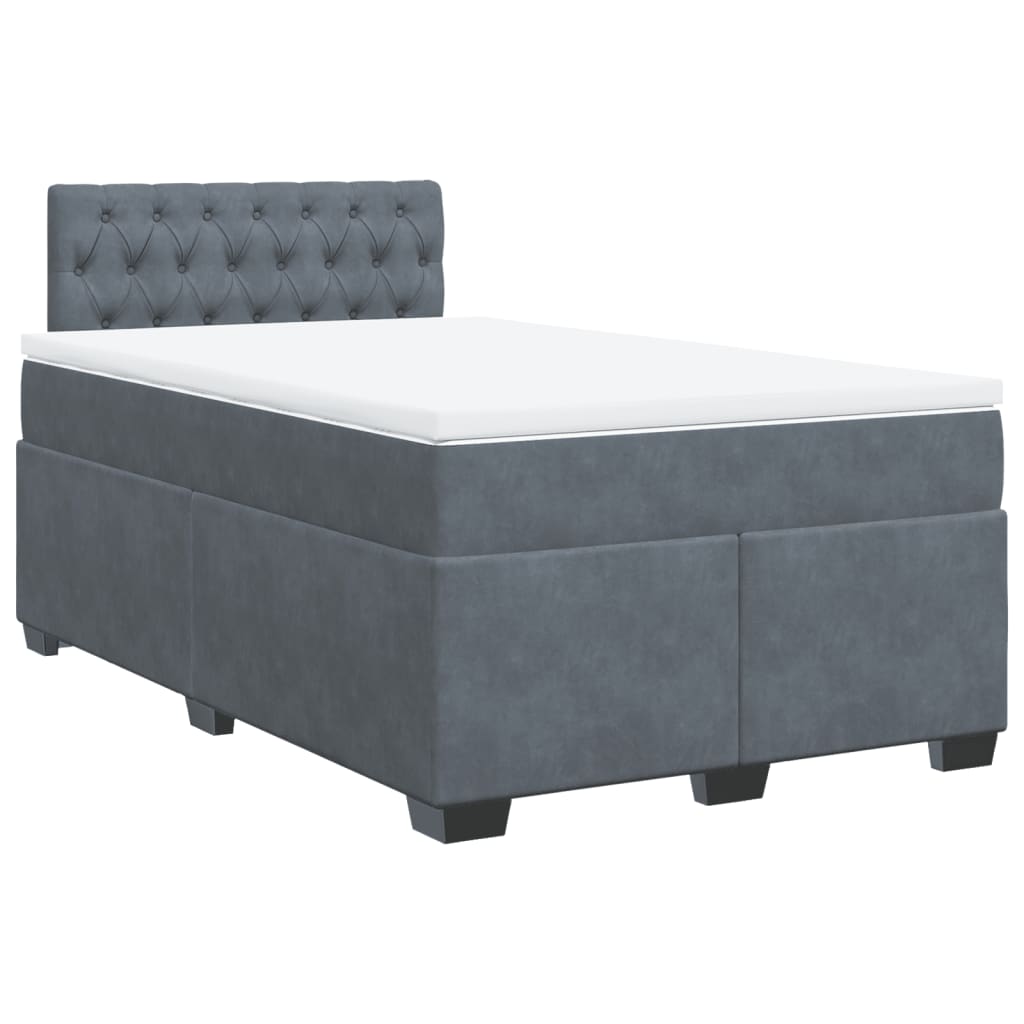 Levně vidaXL Box spring postel s matrací tmavě šedá 120 x 200 cm samet