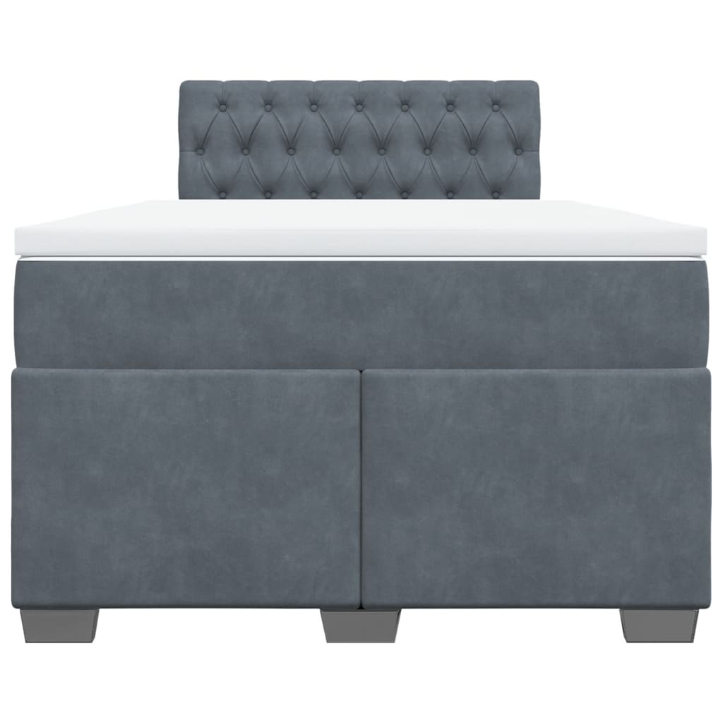 vidaXL Boxspring met matras fluweel donkergrijs 120x200 cm grijs, foto 4