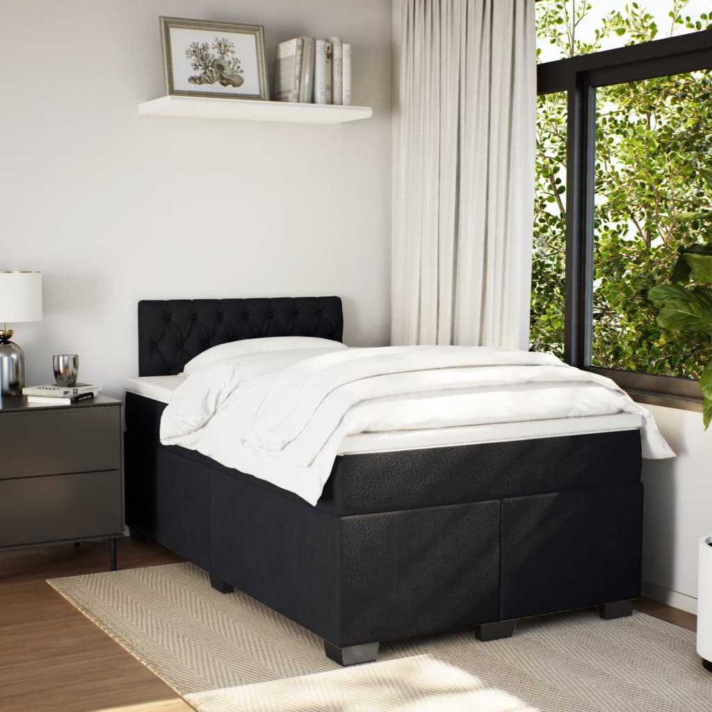 vidaXL Boxspring met matras fluweel zwart 120x200 cm afbeelding