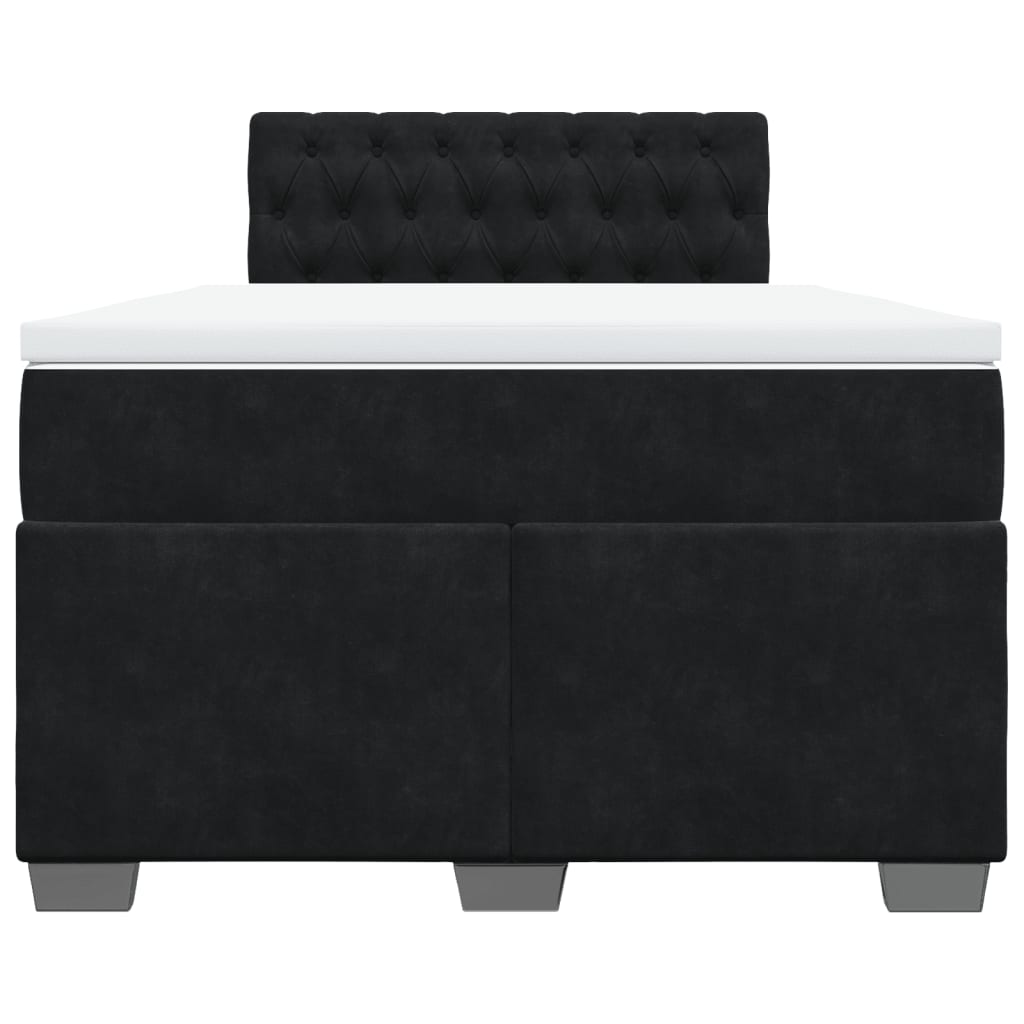 vidaXL Boxspring met matras fluweel zwart 120x200 cm, foto 4