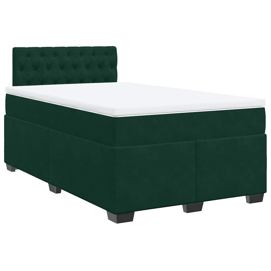 vidaXL Box spring postel s matrací tmavě zelená 120 x 200 cm samet