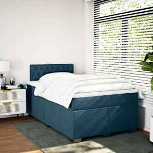 Box spring postel s matrací tmavě modrá 120 x 200 cm samet - obrázek 3