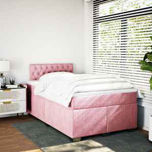 Box spring postel s matrací růžová 120 x 200 cm samet - obrázek 3