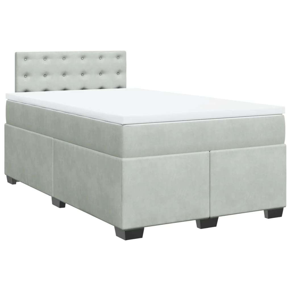 vidaXL Boxspring met matras fluweel lichtgrijs 120x200 cm grijs, foto 3