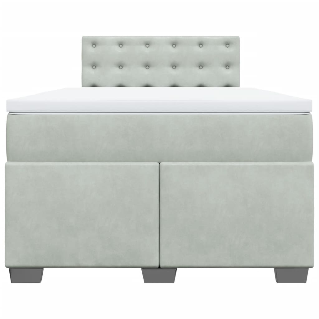 vidaXL Boxspring met matras fluweel lichtgrijs 120x200 cm grijs, foto 4
