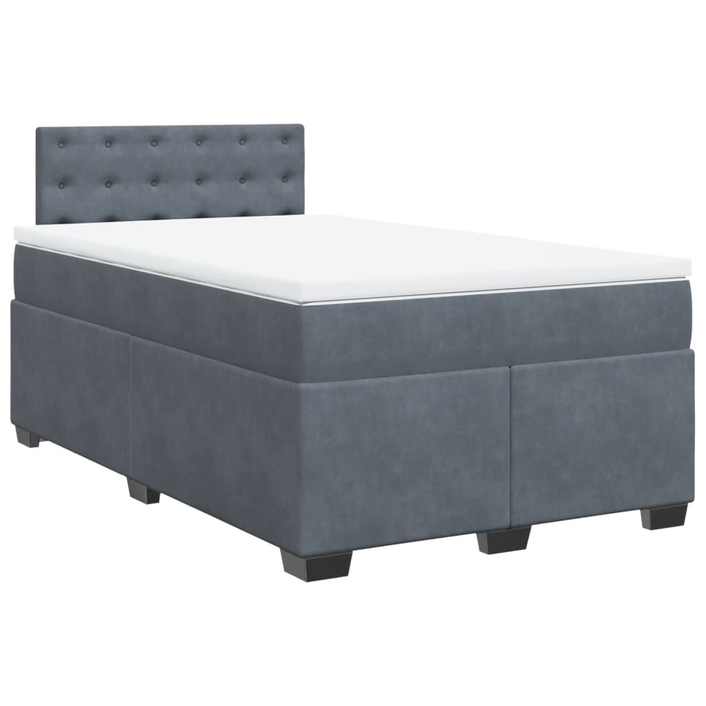vidaXL Boxspring met matras fluweel donkergrijs 120x200 cm grijs, foto 3