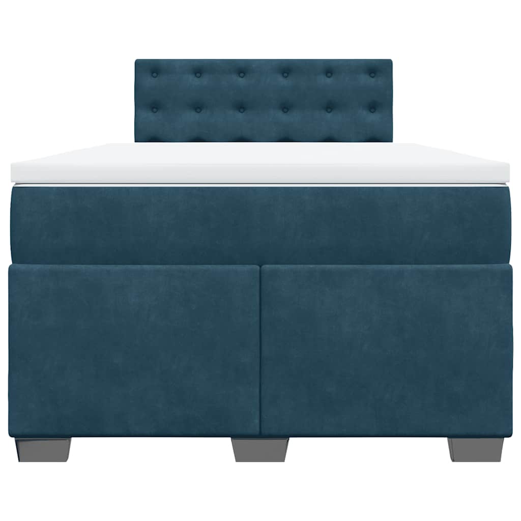 vidaXL Boxspring met matras fluweel donkerblauw 120x200 cm blauw, foto 4