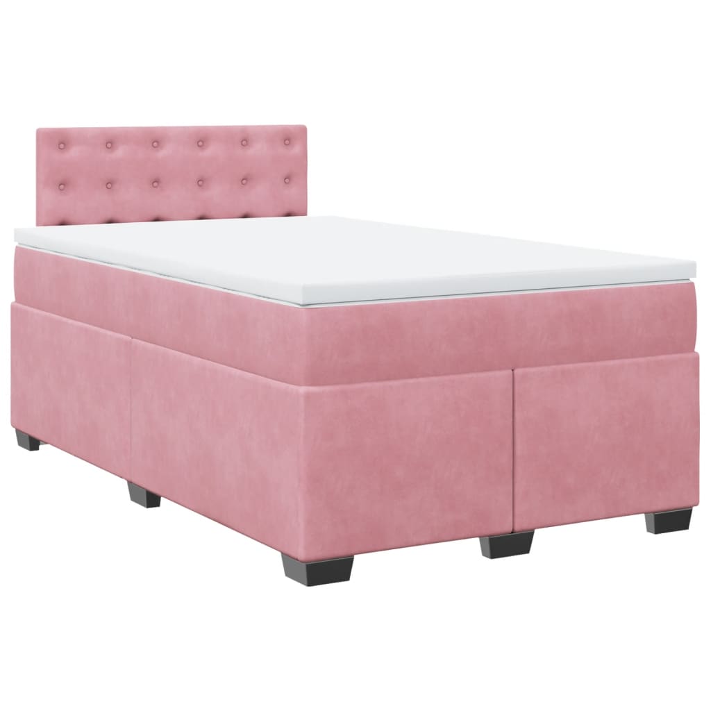 vidaXL Boxspring met matras fluweel roze 120x200 cm, foto 3