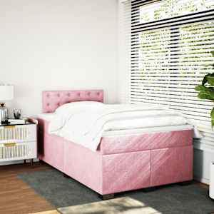 Box spring postel s matrací růžová 120 x 200 cm samet - obrázek 3