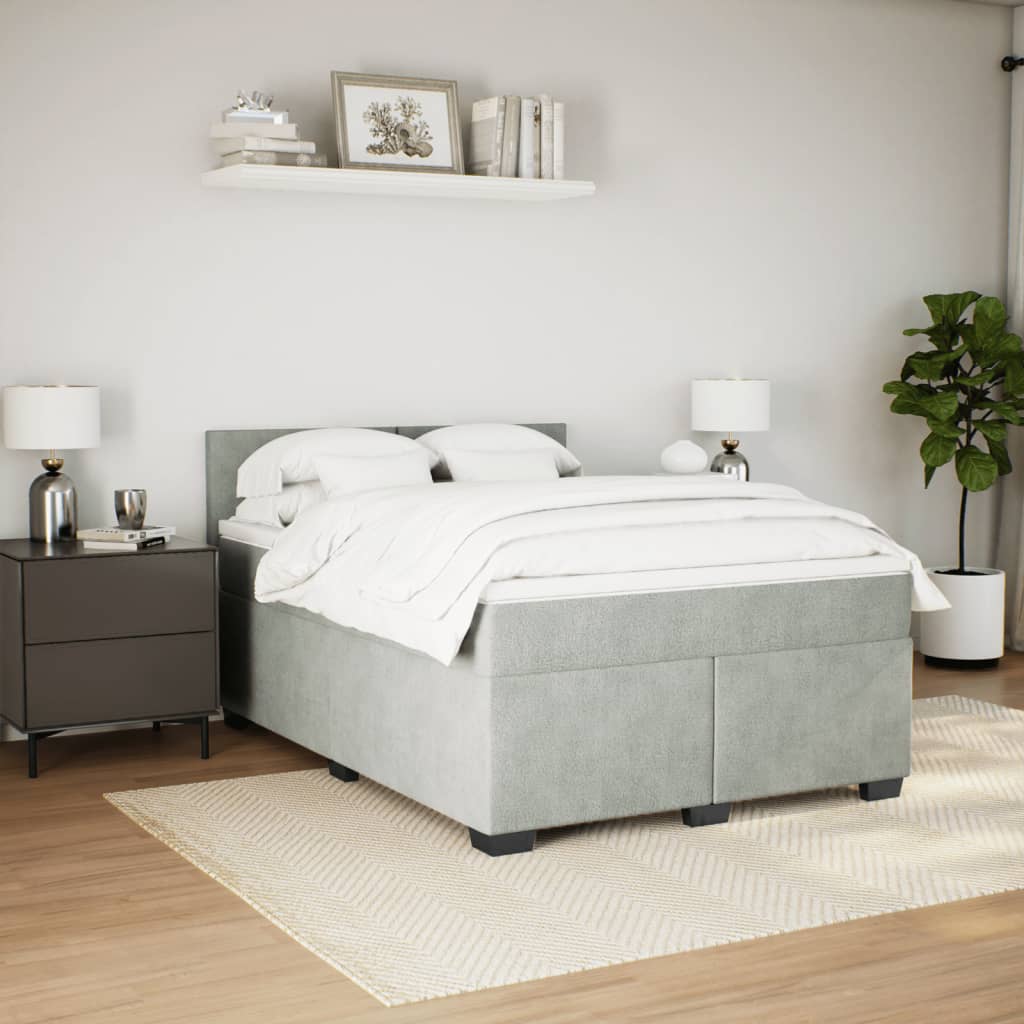 Thumbnail - vidaXL Boxspringbett mit Matratze Hellgrau 140x190 cm Samt