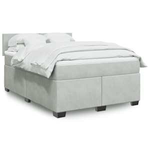 Box spring postel s matrací světle šedá 140x190 cm samet - obrázek 1