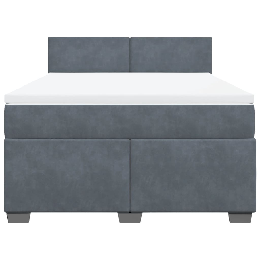 vidaXL Boxspring met matras fluweel donkergrijs 140x190 cm grijs, foto 4