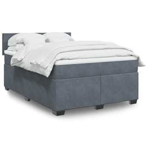 Box spring postel s matrací tmavě šedý 140 x 190 cm samet - obrázek 1