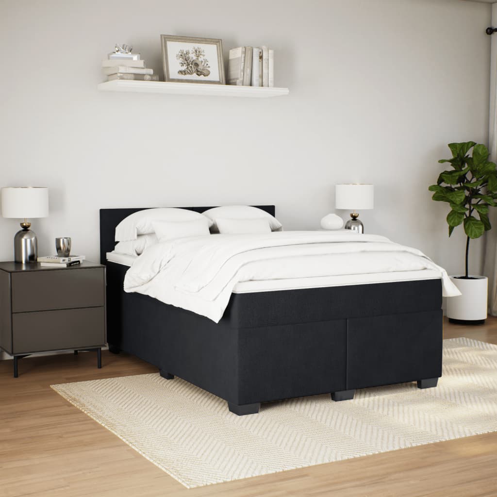 vidaXL Boxspring met matras fluweel zwart 140x190 cm afbeelding