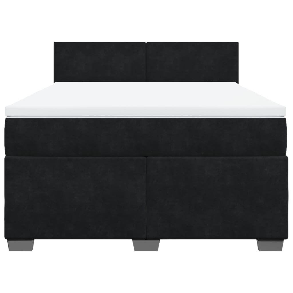 vidaXL Boxspring met matras fluweel zwart 140x190 cm, foto 4