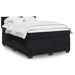 Box spring postel s matrací černá 140 x 190 cm samet - obrázek 1