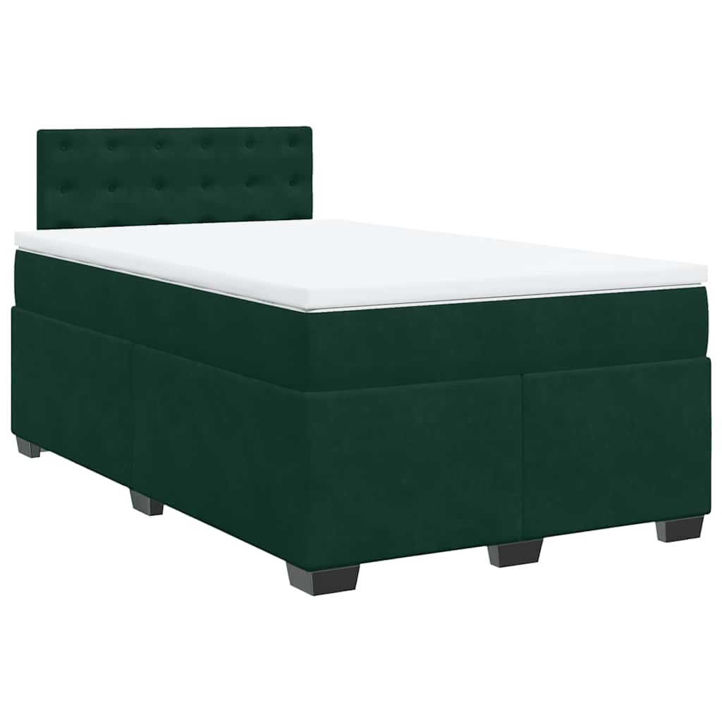 vidaXL Box spring postel s matrací tmavě zelená 140x190 cm samet