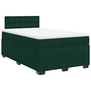 Box spring postel s matrací tmavě zelená 140x190 cm samet - obrázek 2