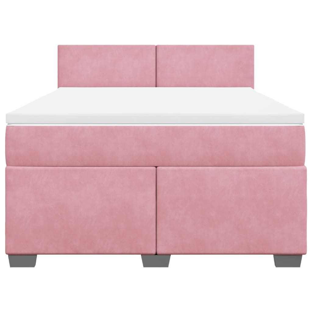 vidaXL Boxspring met matras fluweel roze 140x190 cm, foto 4