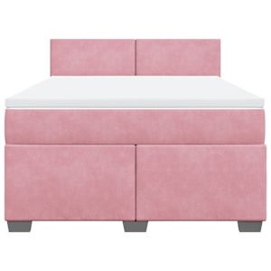 Box spring postel s matrací růžová 140x190 cm samet - obrázek 4