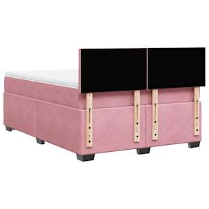 Box spring postel s matrací růžová 140x190 cm samet - obrázek 10