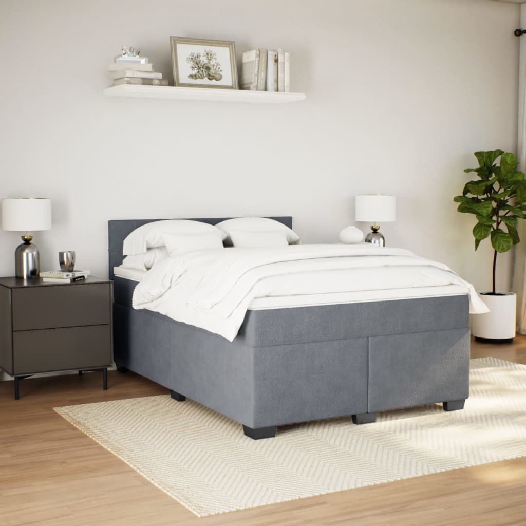vidaXL Boxspring met matras fluweel donkergrijs 140x190 cm grijs, foto 2