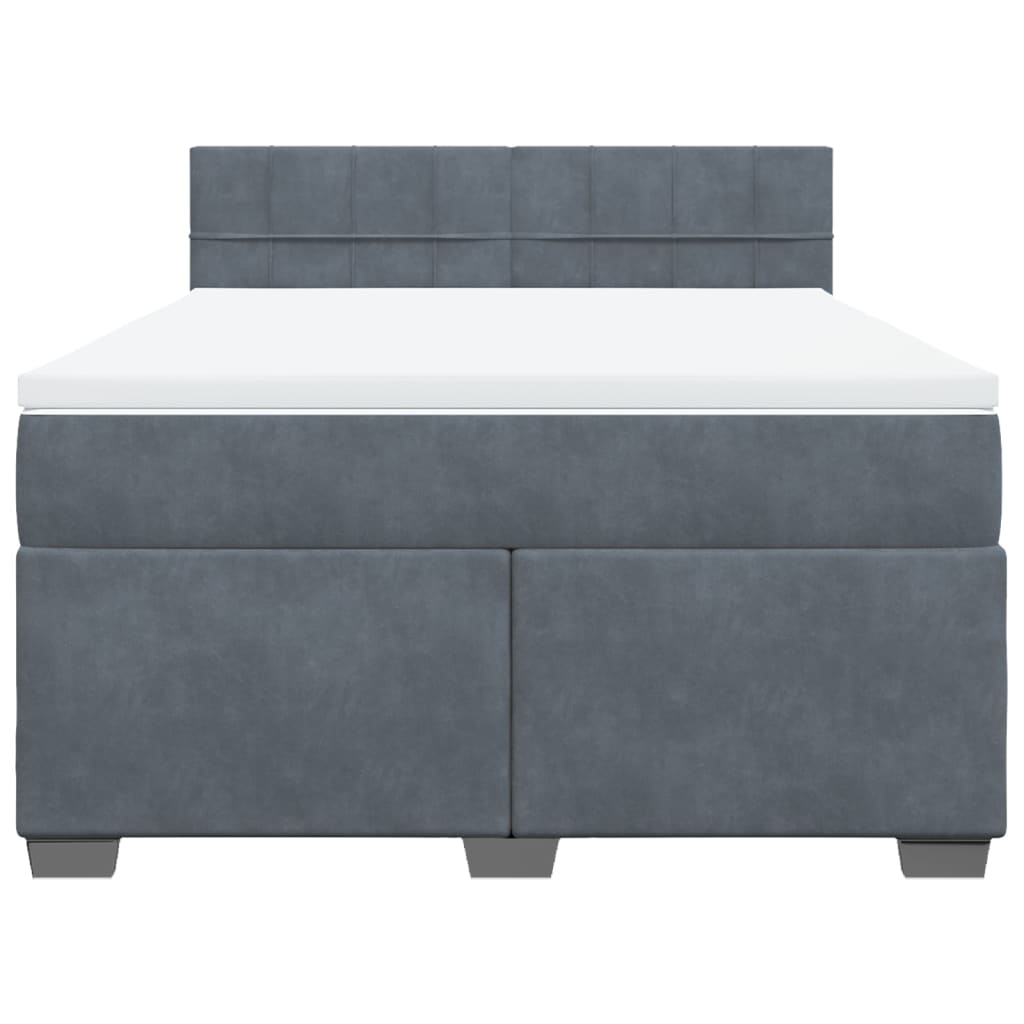 vidaXL Boxspring met matras fluweel donkergrijs 140x190 cm grijs, foto 4
